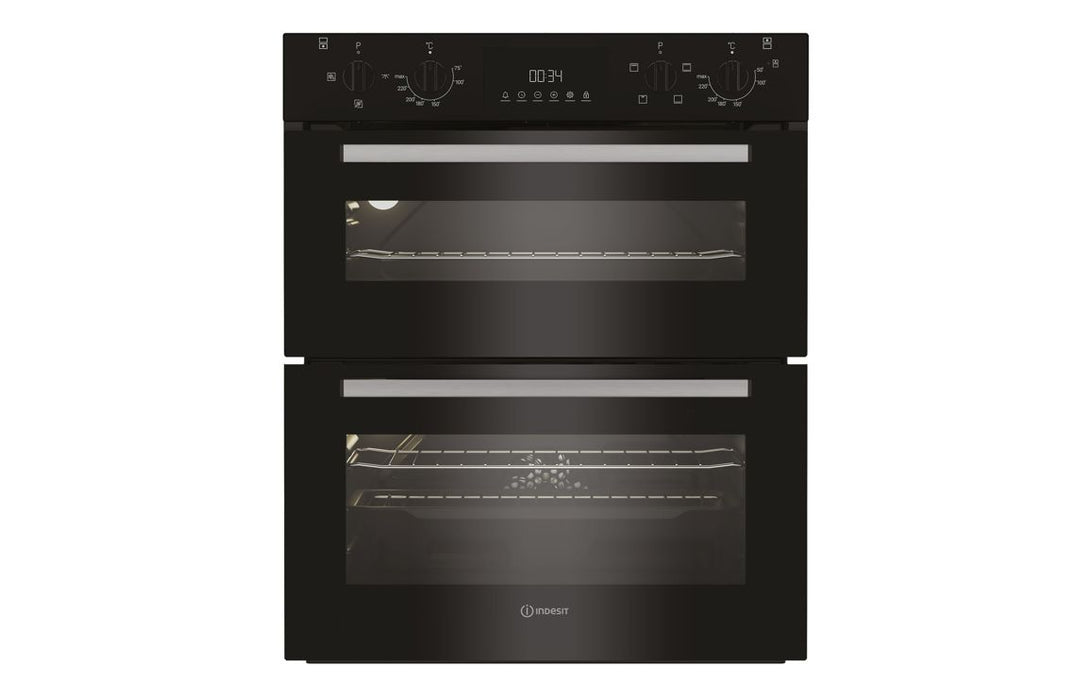 Indesit DUI 10D B Built Under Double Electric Oven - Black
