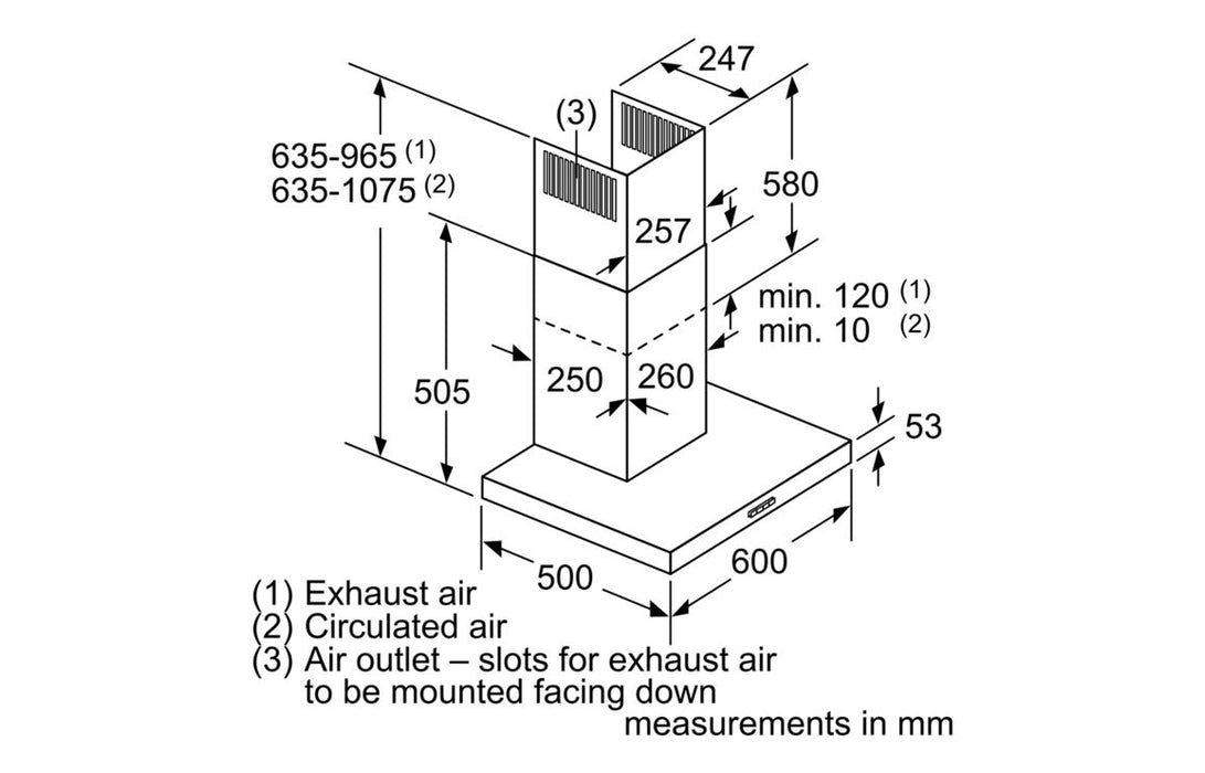 Bosch Series 2 DWB66BC60B 60cm T-Shape Box Chimney Hood - Black