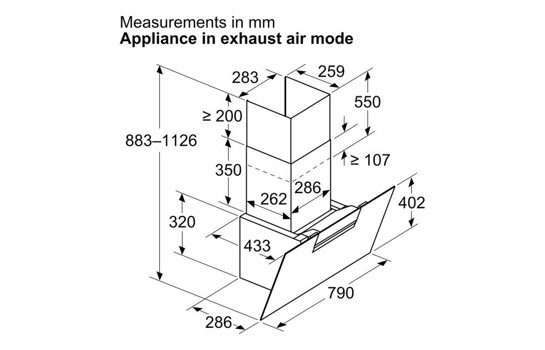 Bosch Series 4 DWK87FN60B 80cm Angled Chimney Hood - Black Glass