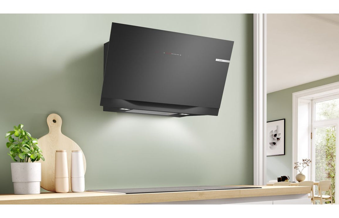 Bosch Series 8 DWK91LT60B 90cm Angled Chimney Hood - Black Glass