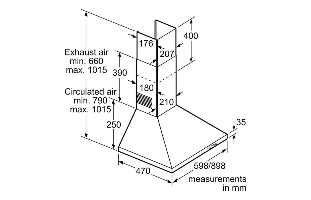 Bosch Series 2 DWP64CC50M 60cm Pyramid Chimney Hood - St/Steel