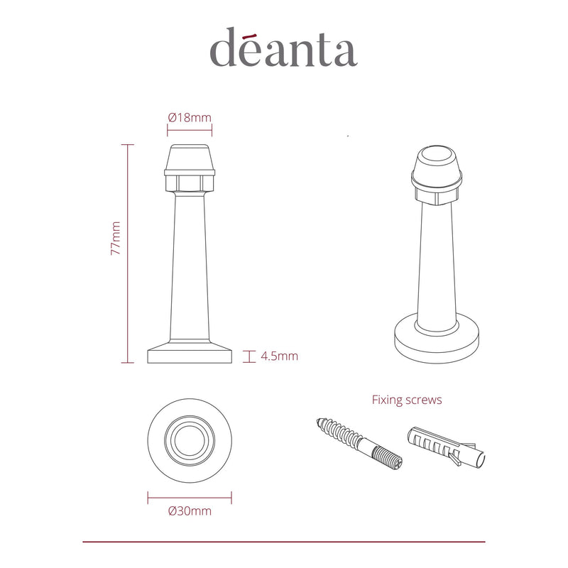 Deanta Cylinder Door Stop Satin Stainless Steel