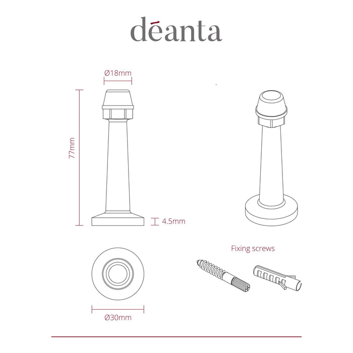 Deanta Cylinder Door Stop Satin Stainless Steel