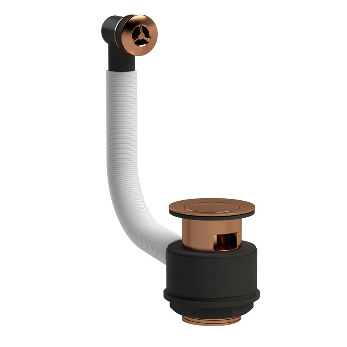 Brushed Bronze Push Button Basin Waste With Overflow