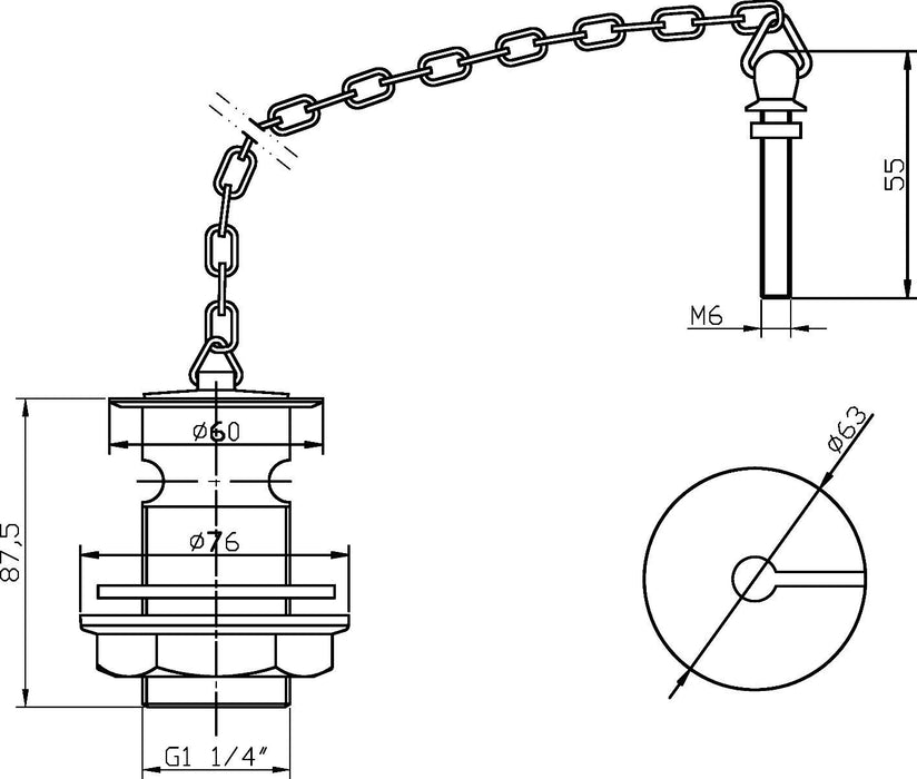 Chrome Plug With Chain Basin Waste