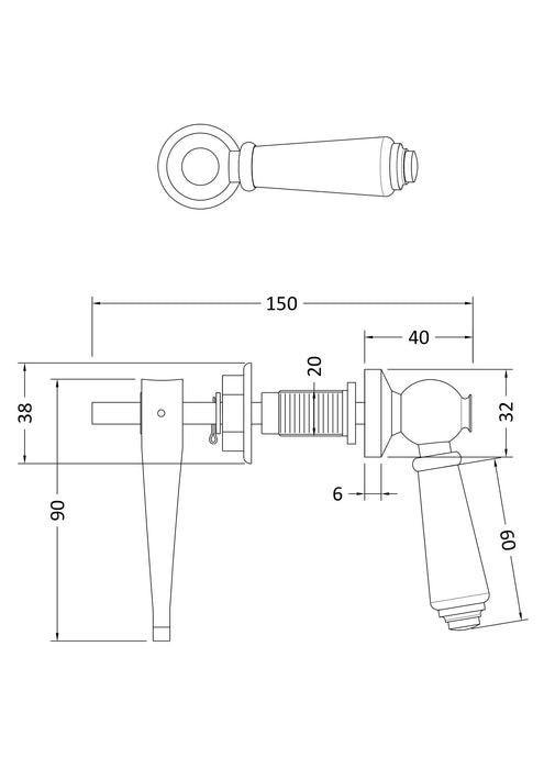 White & Chrome Ceramic WC Lever