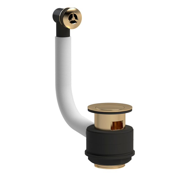 Brass Push Button Brushed Brass Stone Basin Waste With Overflow