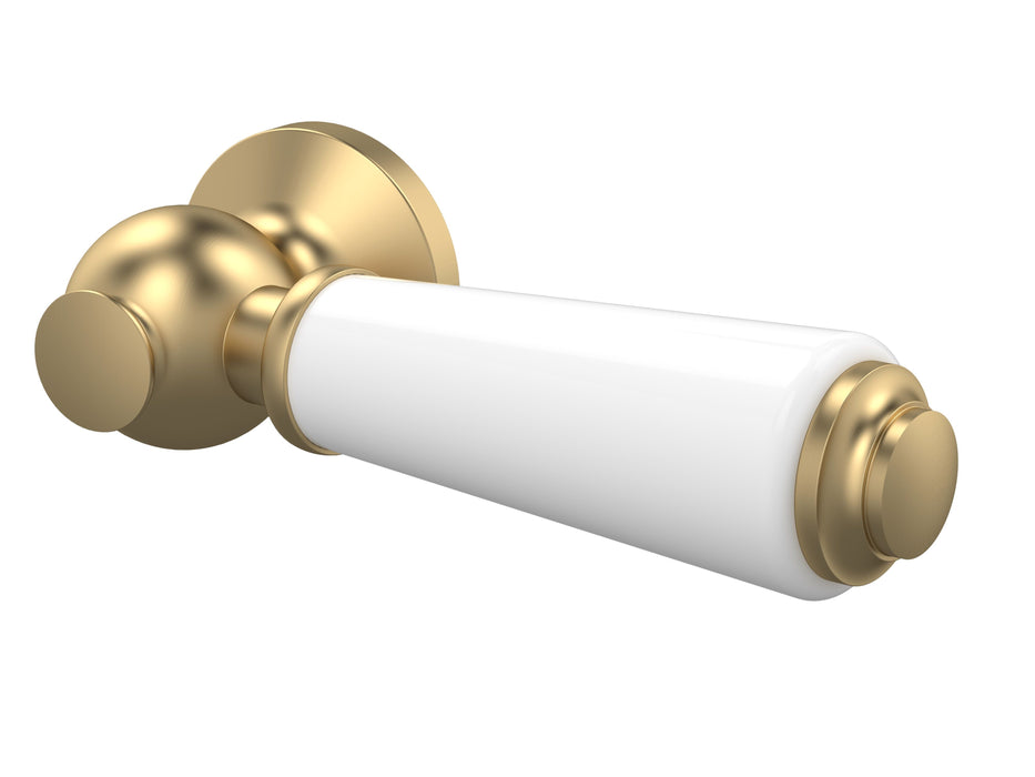 White & Brushed Brass Ceramic WC Lever
