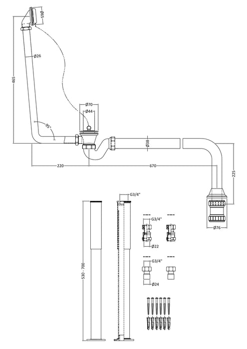 Plug With Chain Bath Waste