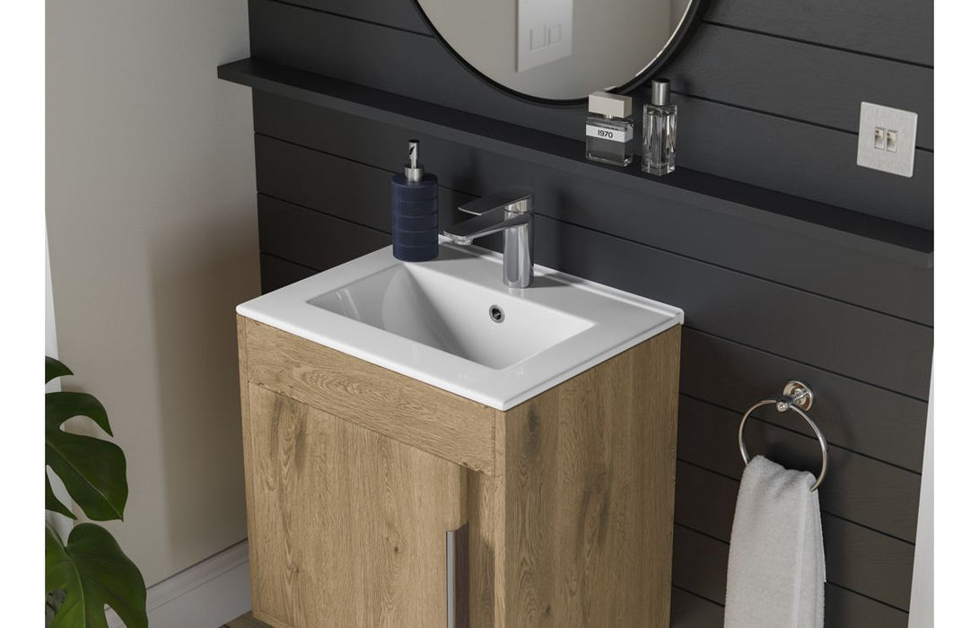 Terra 510mm Wall Hung Unit Inc. Basin - Seville Oak