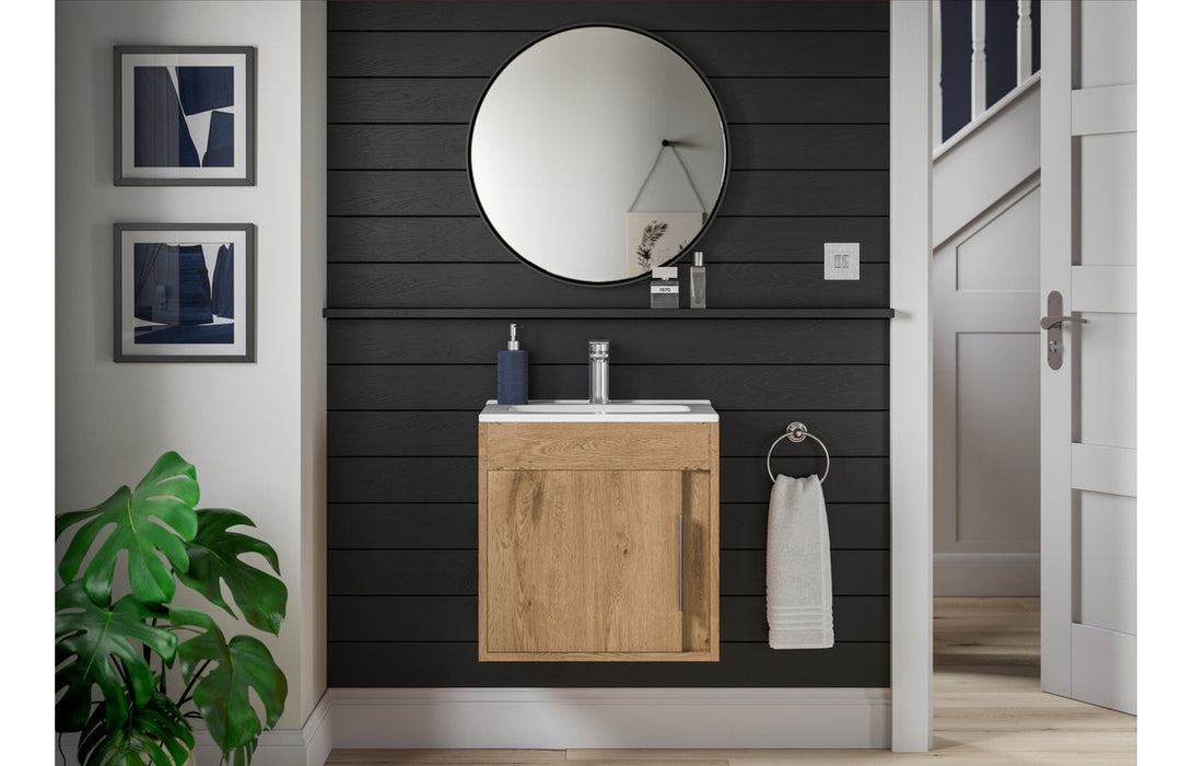 Terra 510mm Wall Hung Unit Inc. Basin - Seville Oak
