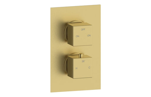 Eclipse Thermostatic Two Outlet Twin Shower Valve - Brushed Brass