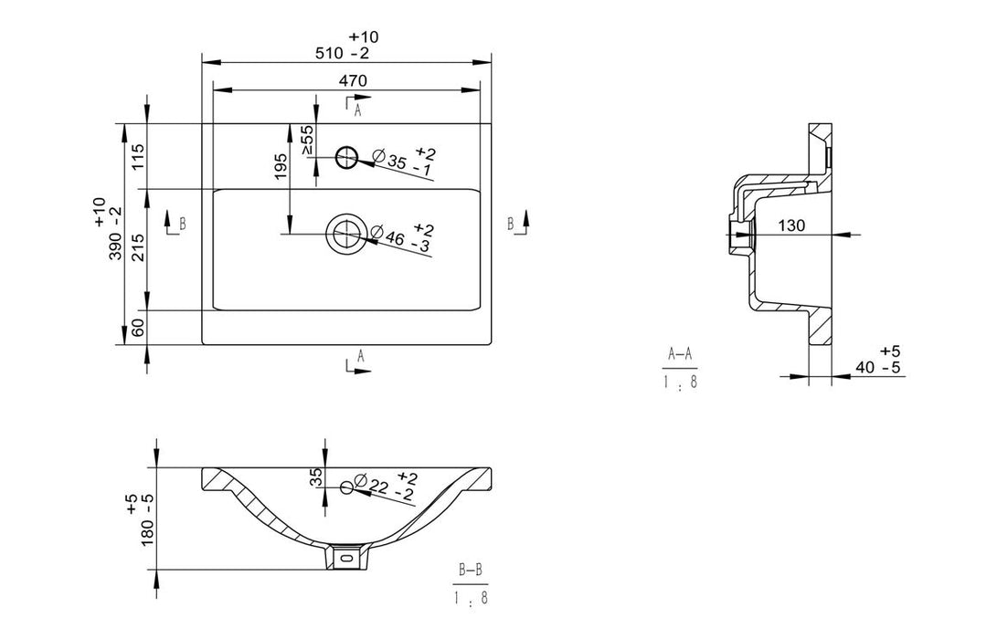 Terra 510mm Wall Hung Unit Inc. Basin - Matt Indigo Blue