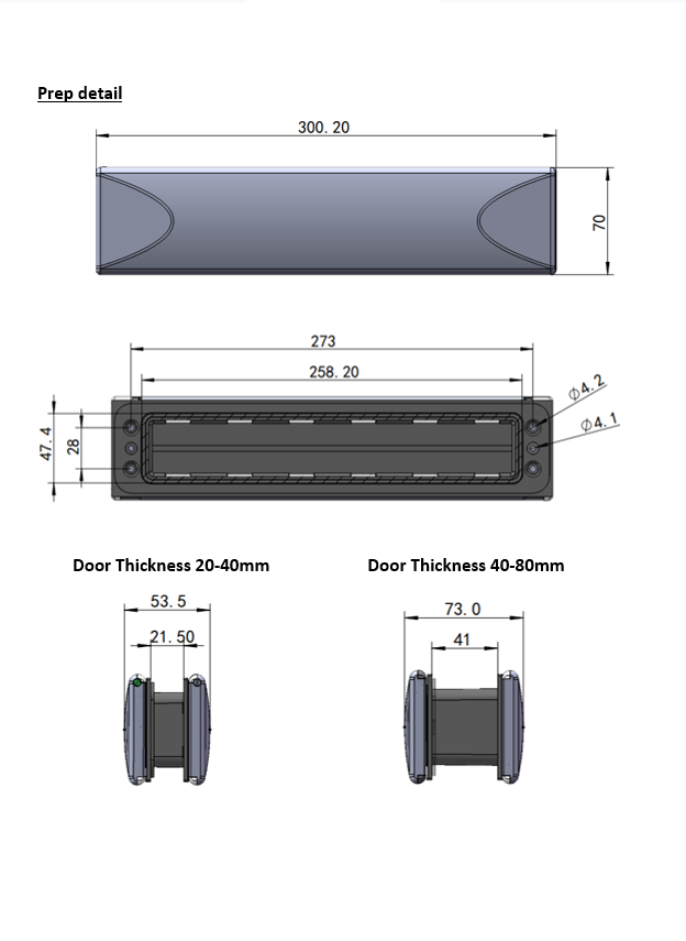 Elite White Letterplate Technical Drawings
