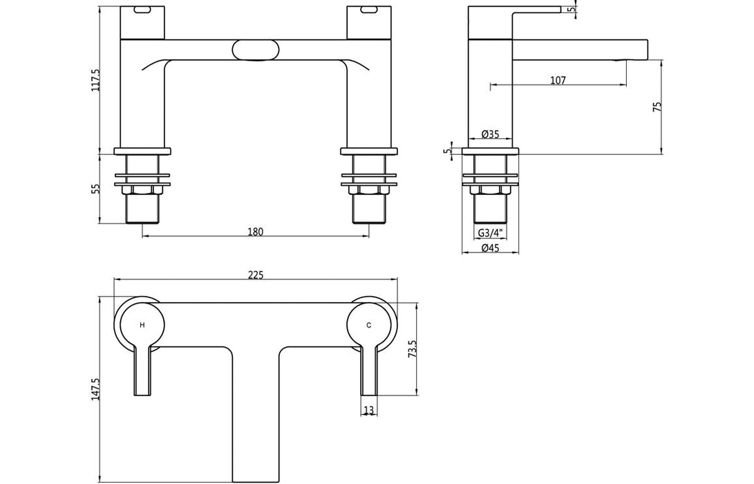 Evani Bath Filler - Matt Black