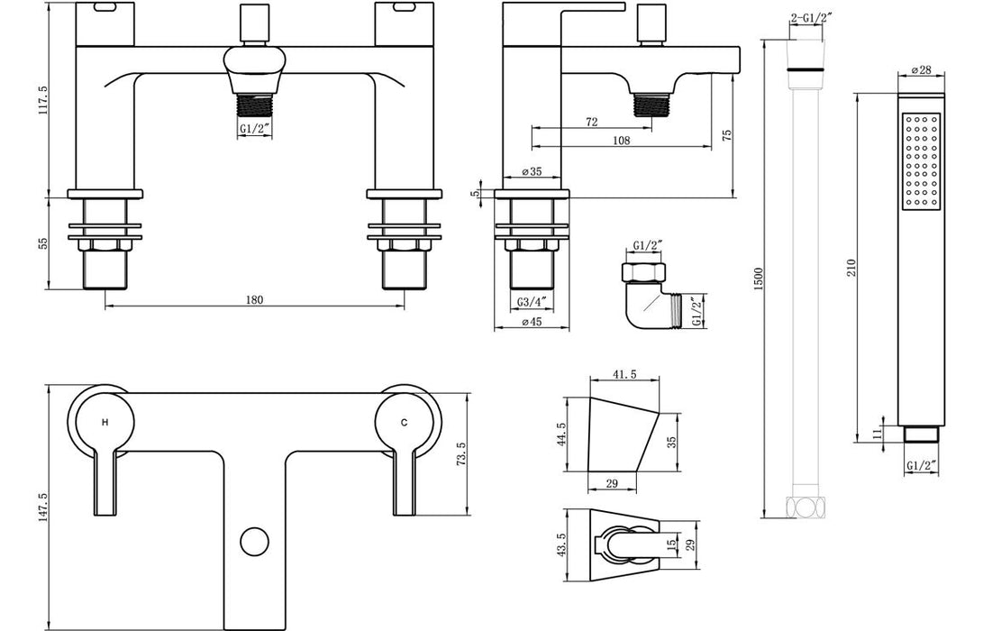 Evani Bath/Shower Mixer - Brushed Brass
