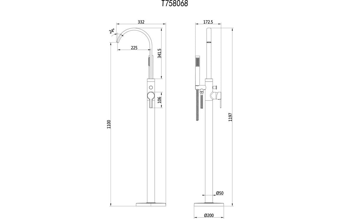 Evani Floor Standing Bath/Shower Mixer - Chrome