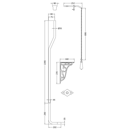 Hudson Reed Brushed Brass High Level Flush Pipe Pack