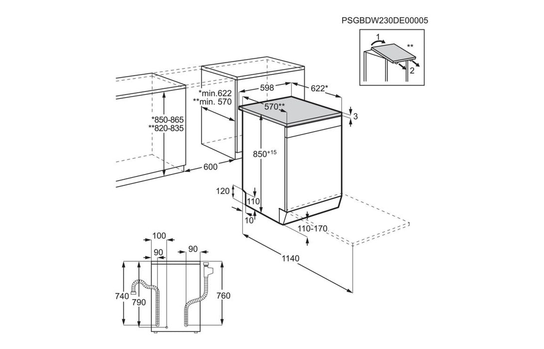 AEG FFB64627ZM F/S 13 Place Dishwasher - St/Steel