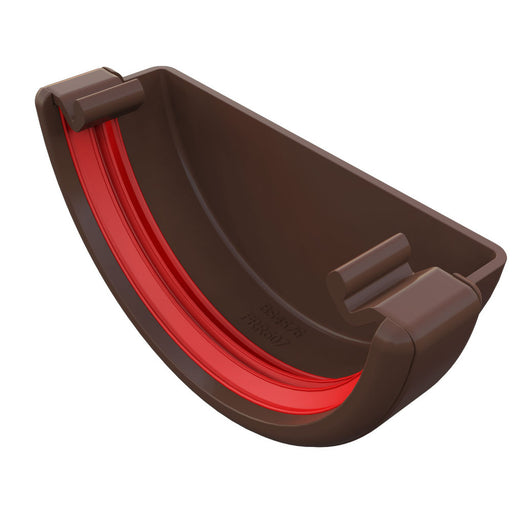 Brown Freefoam Round Gutter External Stop End