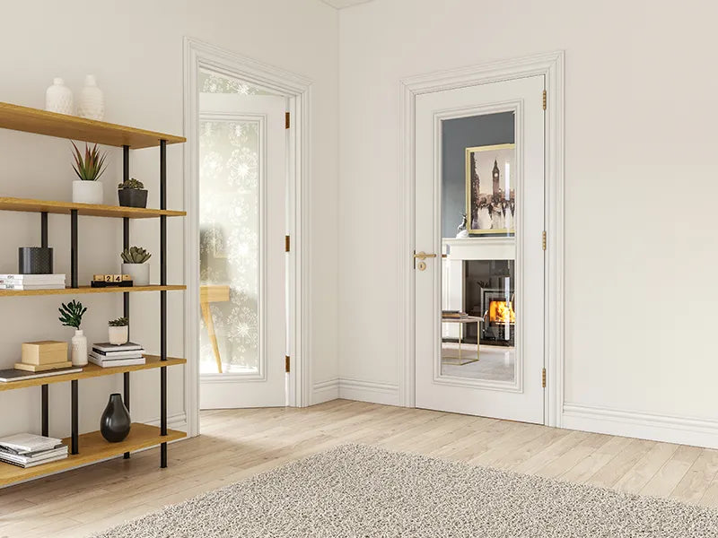 Deanta Blenheim White Primed Bevelled Glaze Door
