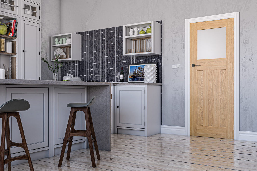 Deanta Cambridge Unfinished Oak Obscure Glaze Door
