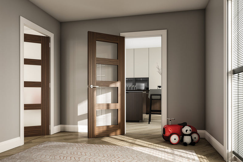 Deanta Coventry Prefinished Walnut Glazed Door