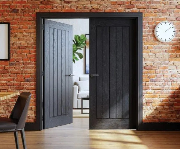 Deanta Ely Brushed Black Oak Door