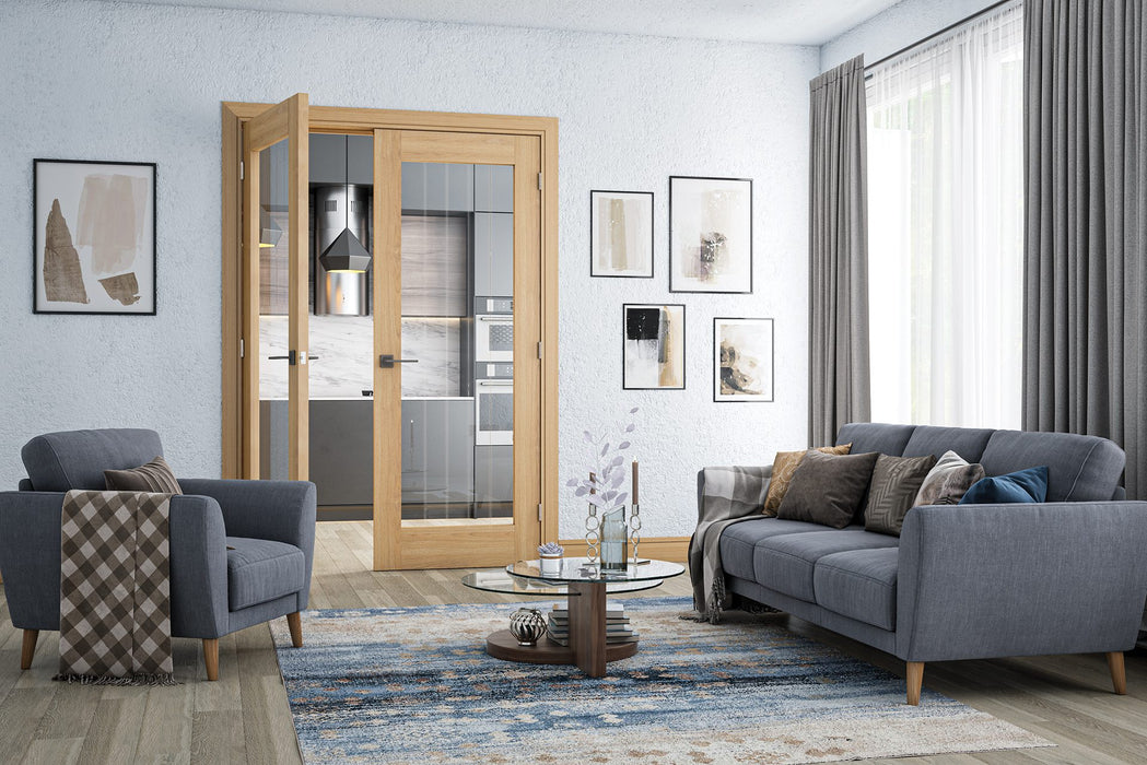 Deanta Ely Prefinished Oak Glazed 1 Lite Full Door