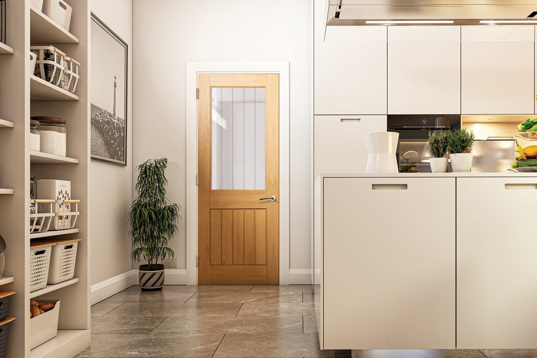 Deanta Ely Prefinished Oak Glazed (1 Lite Half) Door