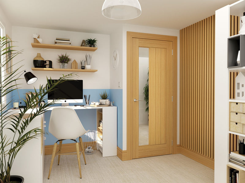 Deanta Ely Prefinished Oak Glazed Side Lite Door