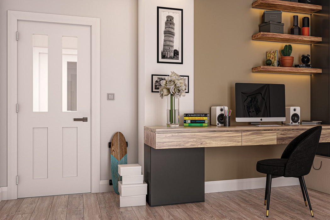 Deanta Eton White Primed Glazed Door