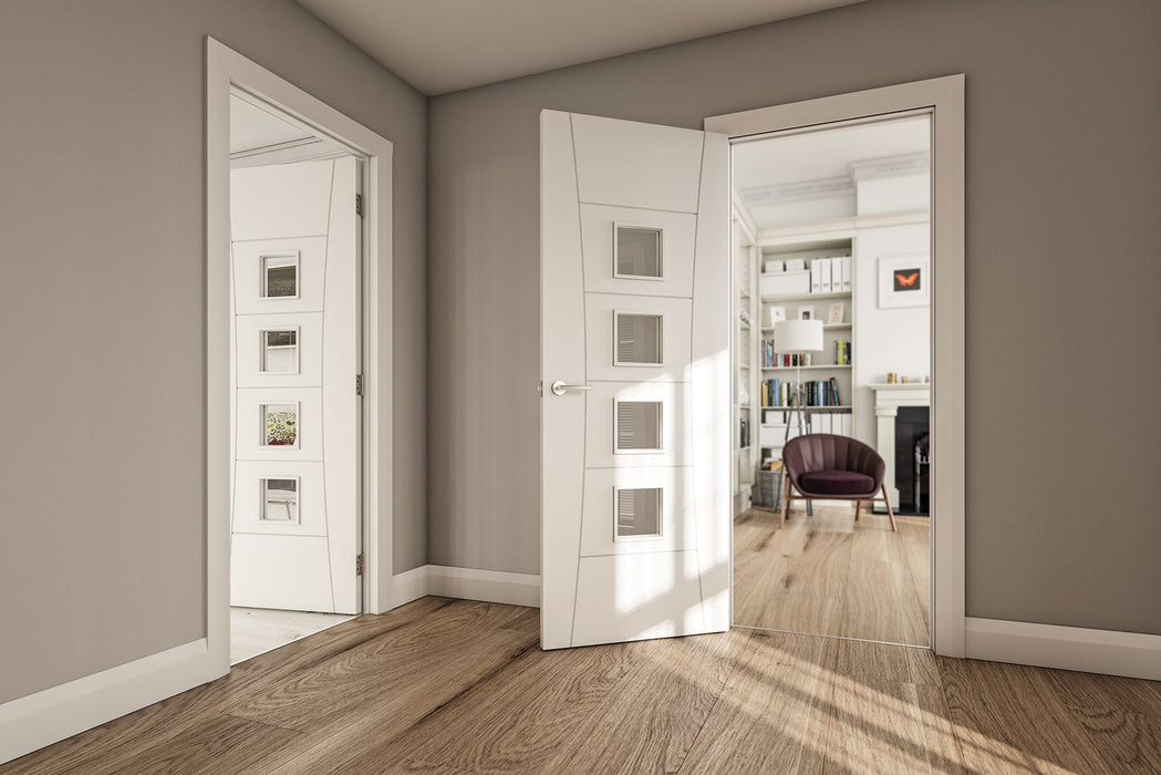 Deanta Pamplona White Primed Glazed Door