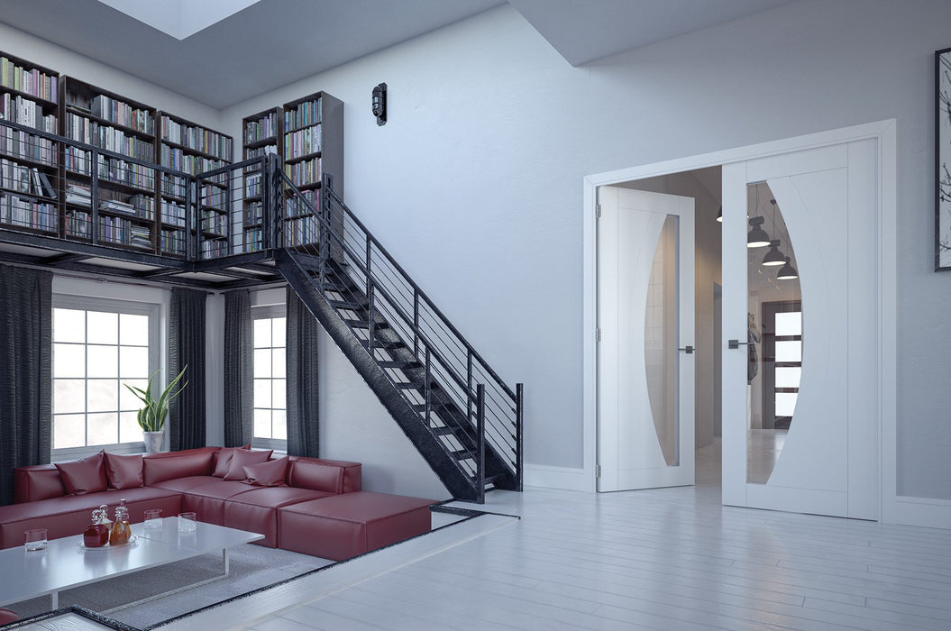 Deanta Ravello White Primed Glazed Door