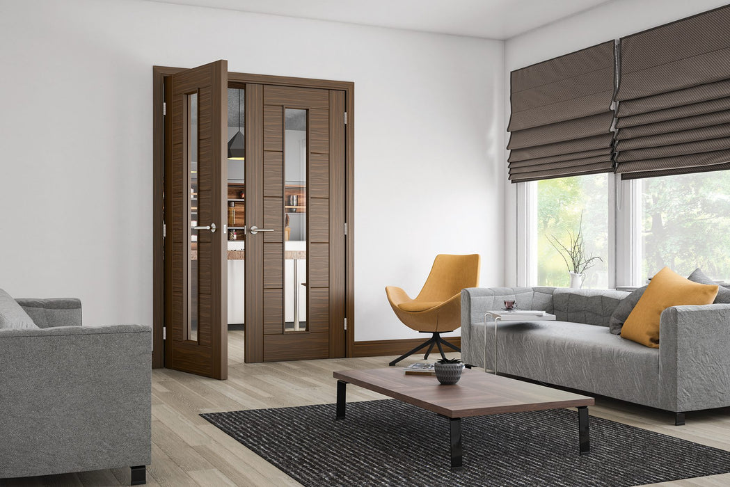Deanta Seville Prefinished Walnut Glazed 1 Lite Door