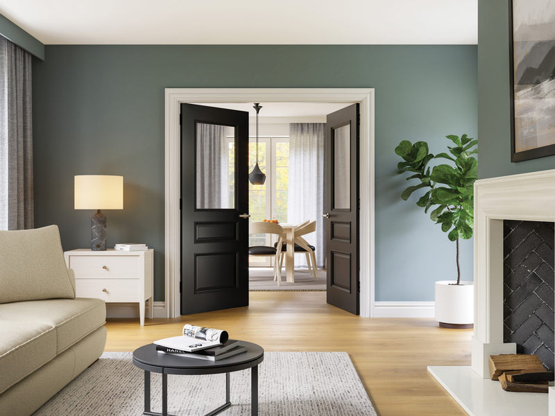 Deanta Windsor Black Prefinished Bevelled Glaze Door