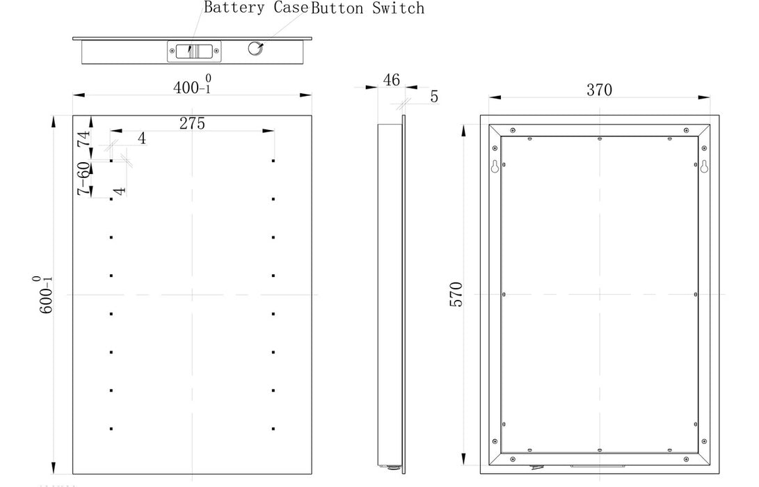 Fenix Rectangle Battery-Operated LED Mirror