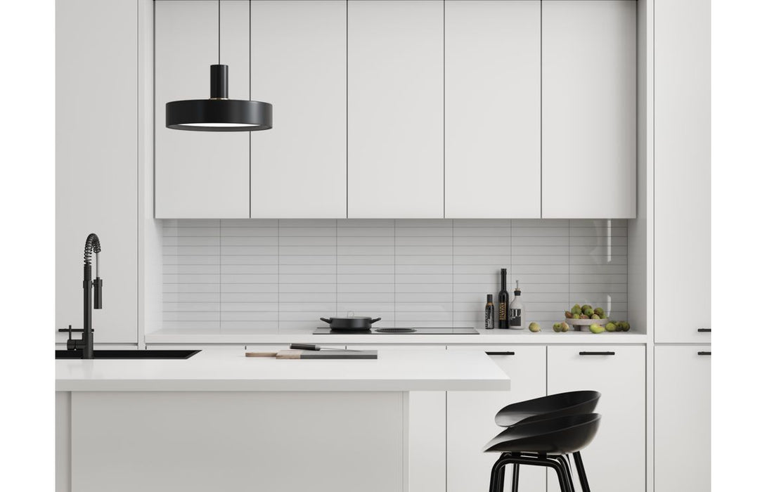Fibo 30x5cm Rectangular Tile 600x580mm Splashback - Denver White (Pk/2)