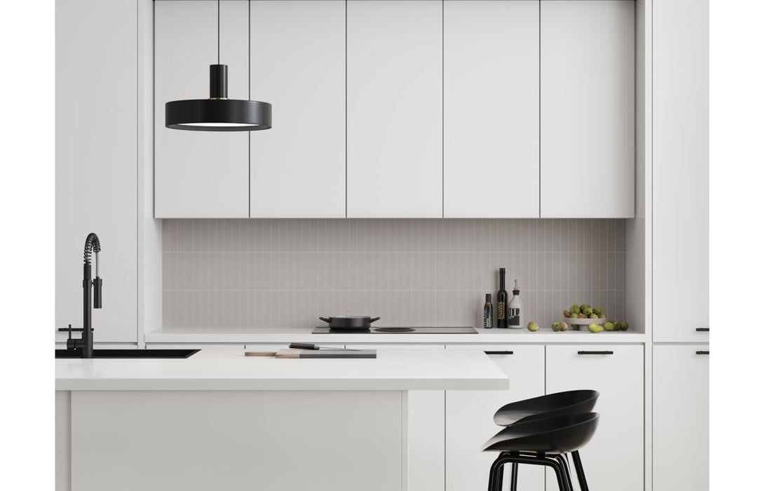 Fibo 4x20cm Vertical Tile 600x580mm Splashback - Warm Grey (Pk/2)