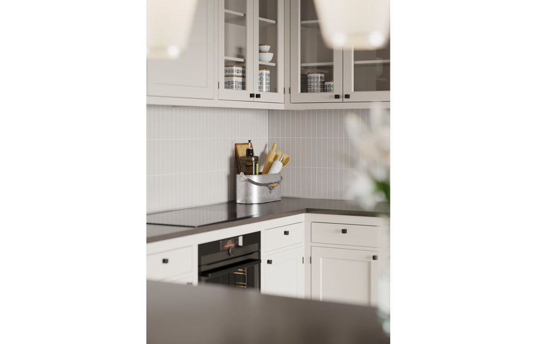 Fibo 4x20cm Vertical Tile 600x580mm Splashback - Warm Grey (Pk/2)