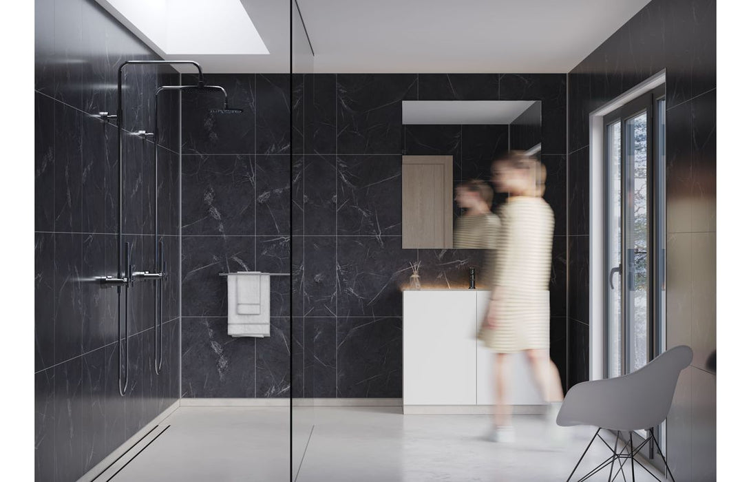 Fibo Marble - Black Marble (Tile Effect)