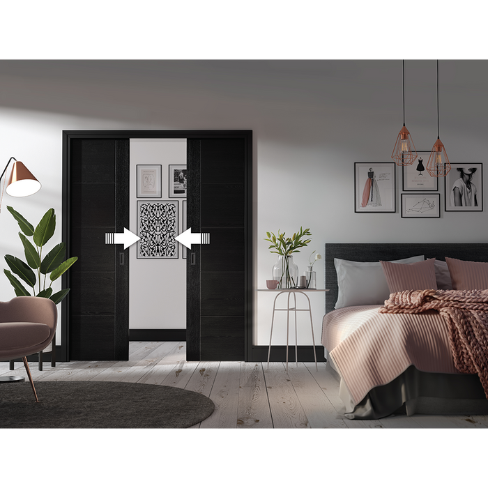 FLUSSO DOUBLE POCKET DOOR SET SIMULTANEOUS SYSTEM