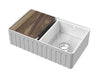 Fluted Double Bowl Butler Sink with Ledge, Grids & Chopping Board 795 x 460 x 220mm
