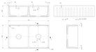 Fluted Double Bowl Butler Sink with Ledge, Grids & Chopping Board dimensions
