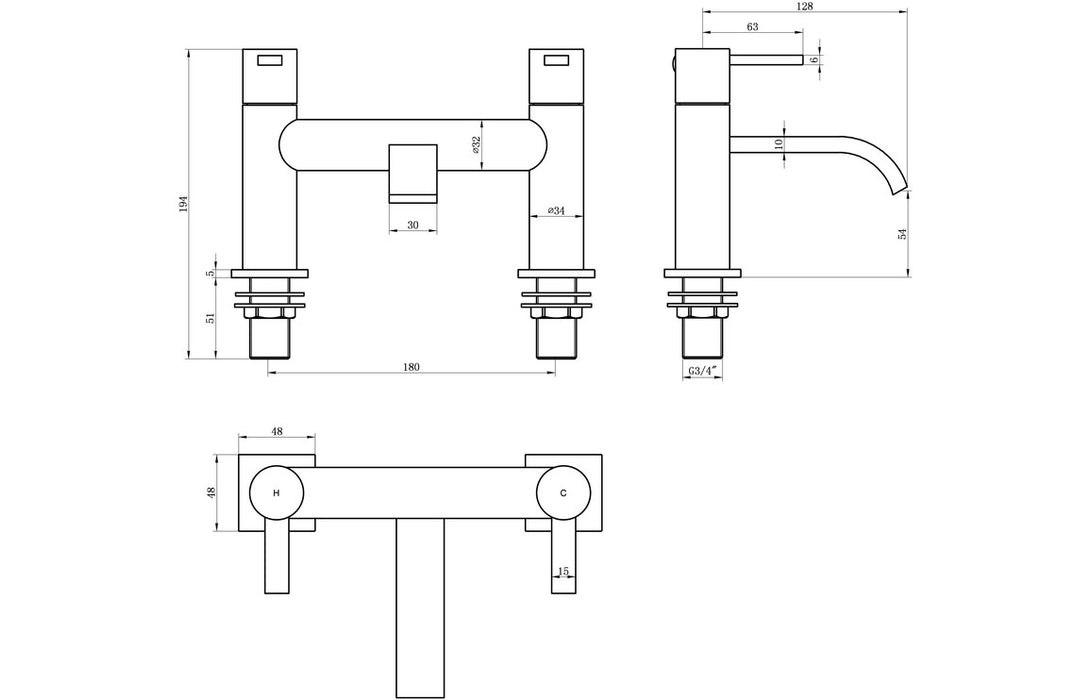 Forio Bath Filler - Chrome