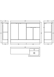 Fusion Floor Standing 4 Door Vanity Basin Right Hand Combination 1200mm