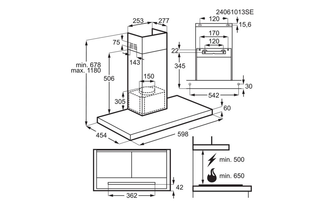 AEG GB67D61HB 60cm Box Chimney Hood - Black