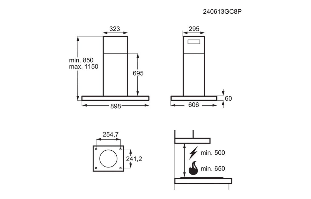 AEG GV77D61SB 60cm Angled Chimney Hood - Black