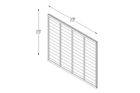 Fence Panel - Super Lap Pressure Treated - 6ft x 5ft (1.83m x 1.52m)