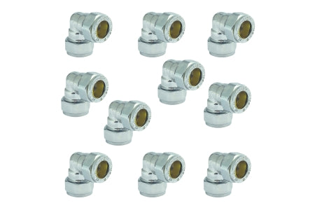 Compression Equal Elbow Chrome 15mm - Bag of 10